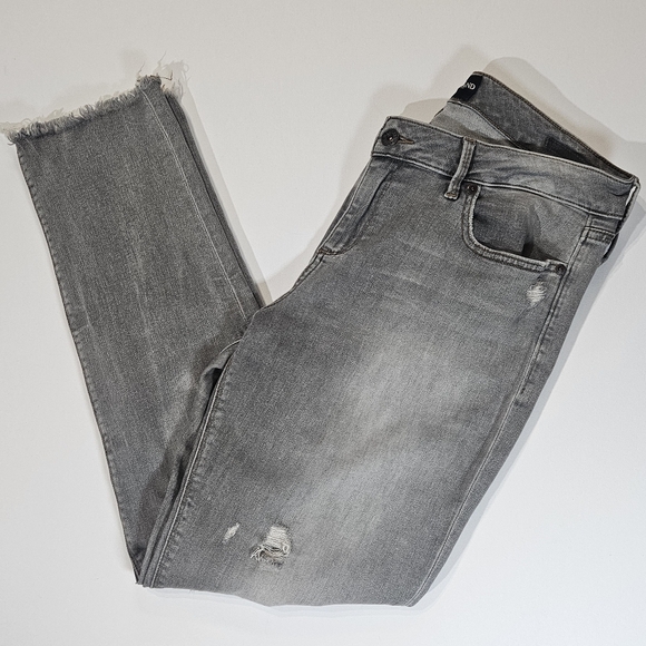 Lucky Brand Jeans Women Gray Distressed Frayed Hem Straight Leg‎ Denim Waist 34 - Picture 1 of 12